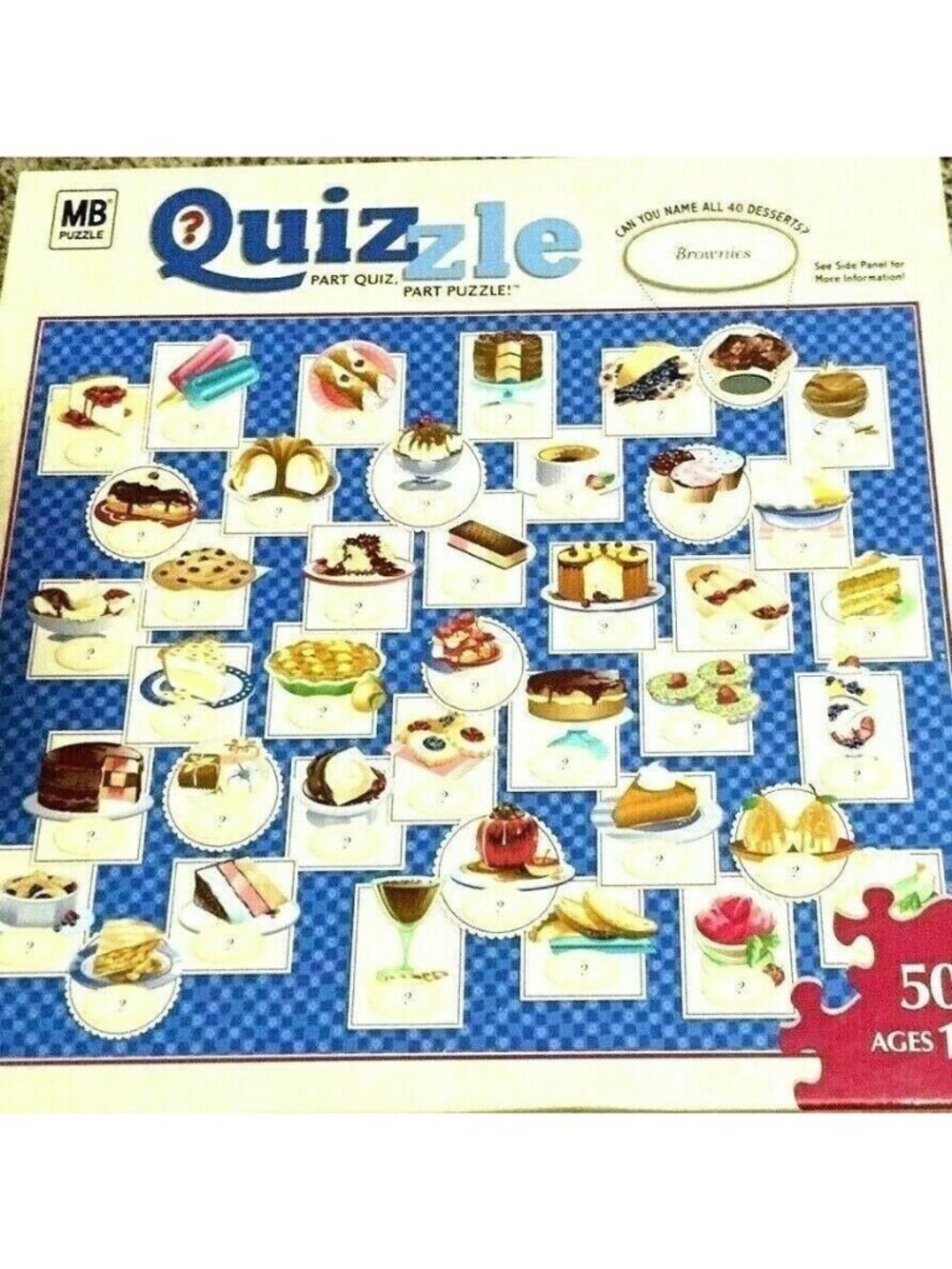 VTG Puzzle Quizzle Puzzle 500 Pieces Dessert-Themed Jigsaw 10+ Milton Bradley